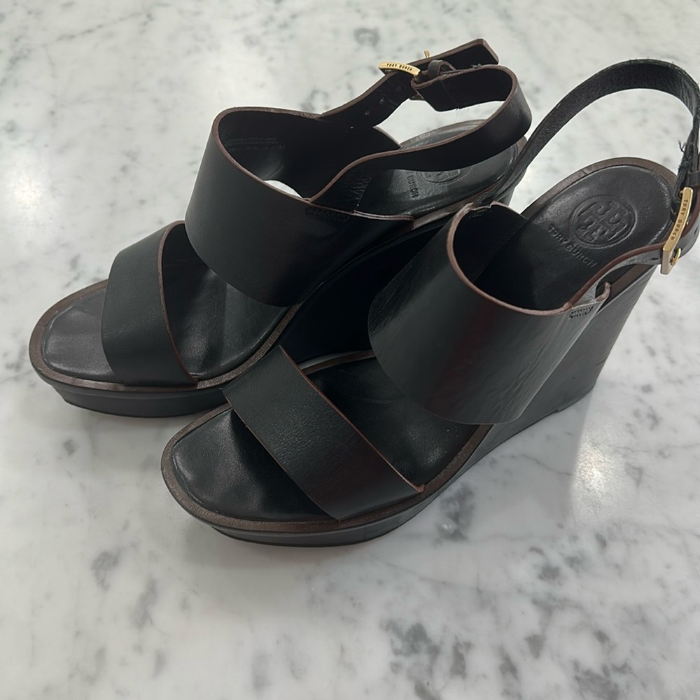 Tory Burch leather wedges